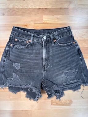 American Eagle High-Rise Black Distressed Women’s Denim Shorts